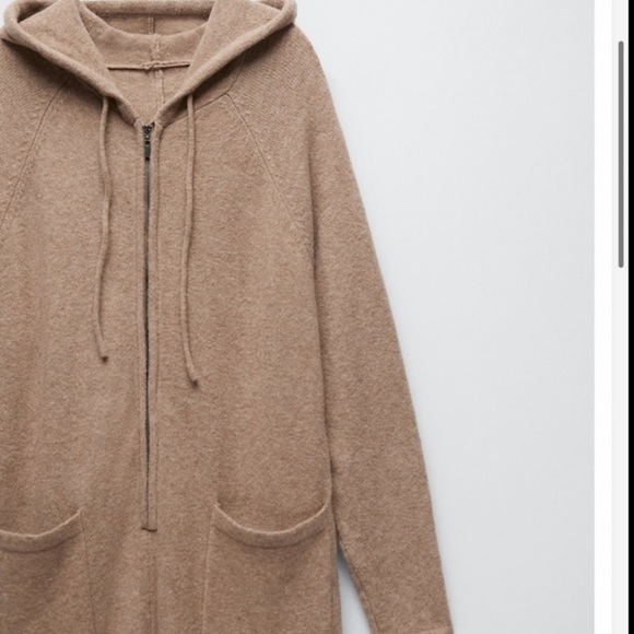 Zara Knit Camel Zip-Up Hooded Jumpsuit - Picture 3 of 8